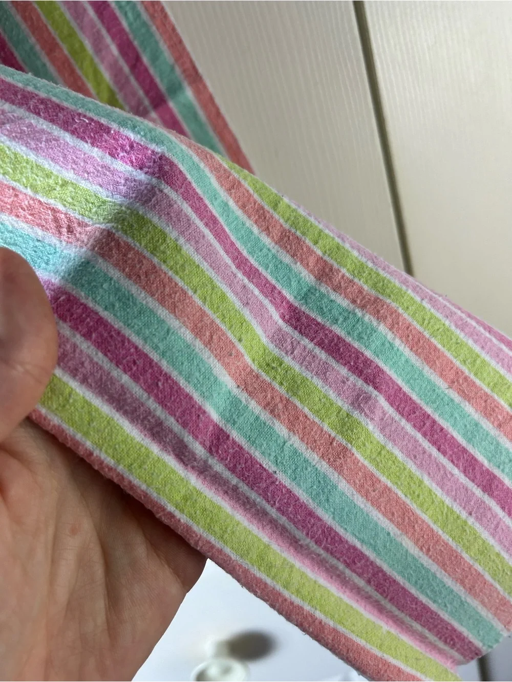 Garanimals Pink Aqua Blue Stripes Baby Receiving Blanket Flannel Green White